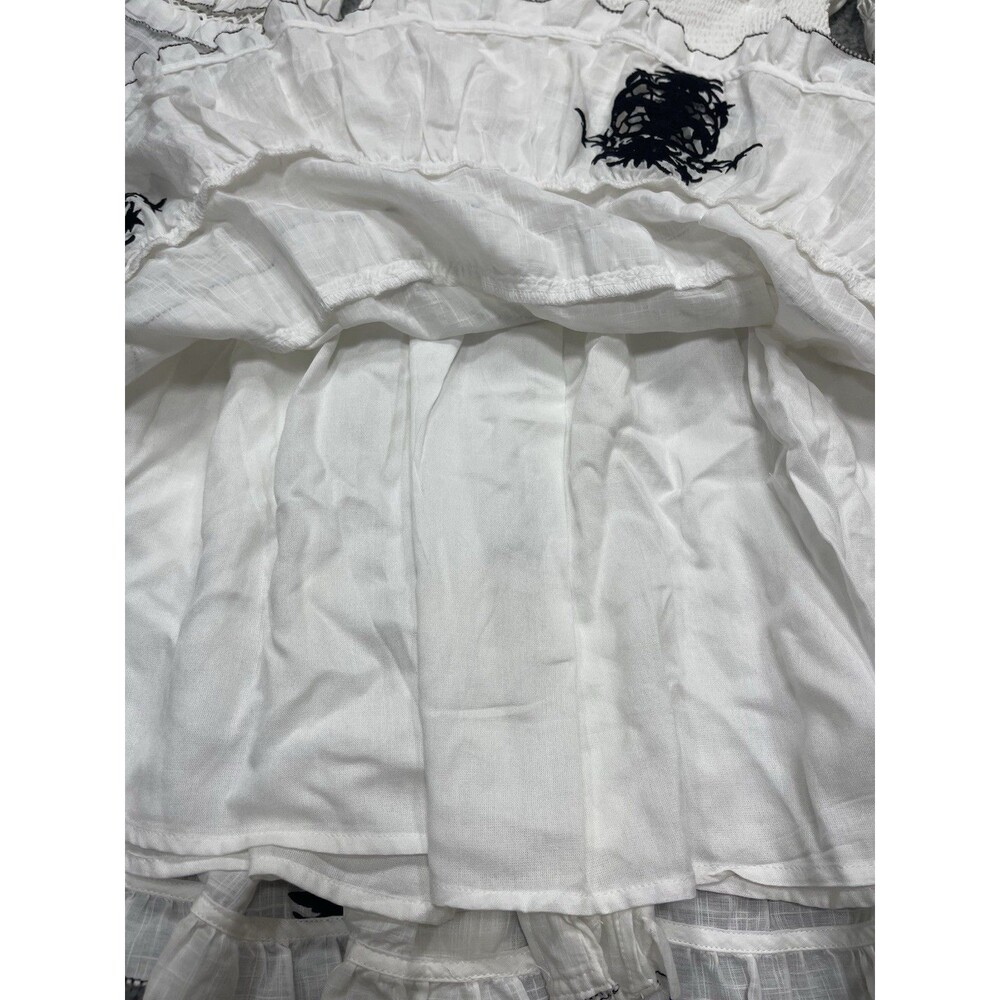 Anthropologie Mini Dress Ivory Embroidered Ruffled Vacay Preppy Boho Sz  XS NWT - Picture 10 of 13